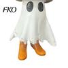 White Ghost Decoration Halloween Cowboy Statue, Spooky Resin Figurine, Western Tabletop Decor Sculpture with Boot And Hat for Mantel, Tiered