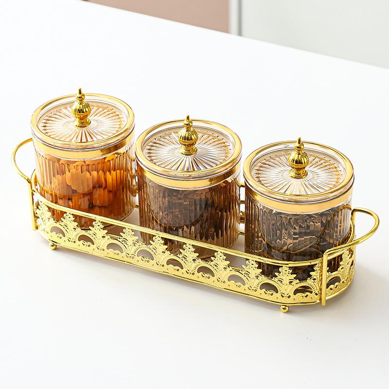 Прозрачная полосатая банка для приправ на кухне, контейнер для хранения зерна, позолоченная банка для сахара, бытовая коробка для приправ, банка для соли