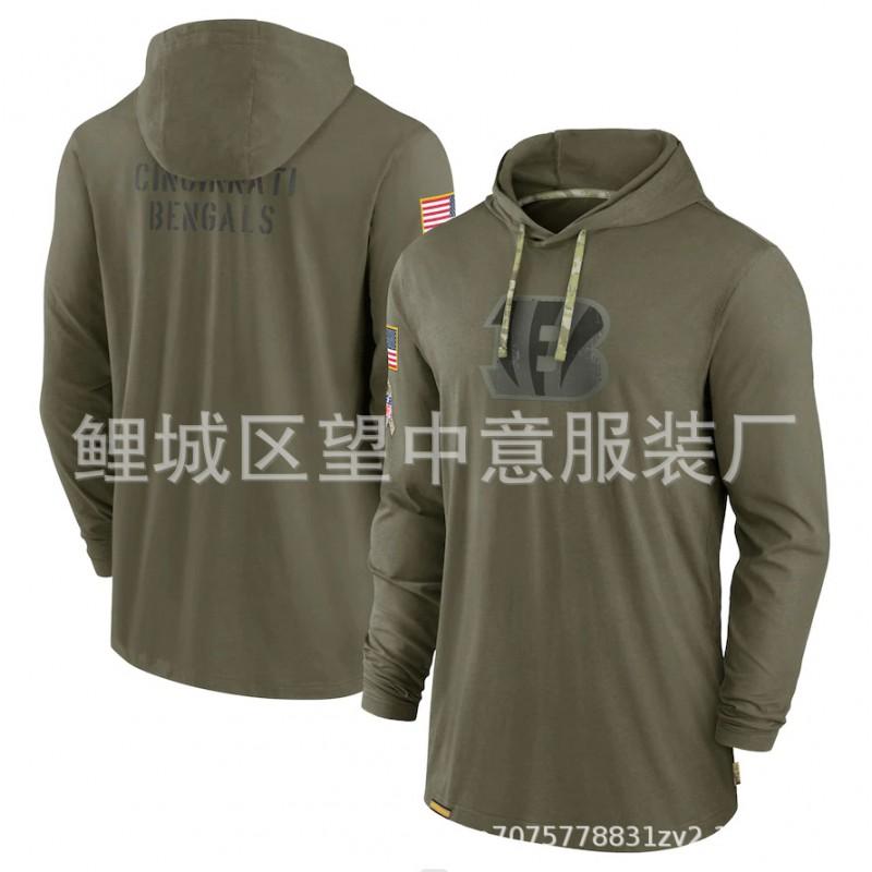Mens Loose Long Sleeve Hooded T-Shirt NFL Football Graphic Print Sports Top