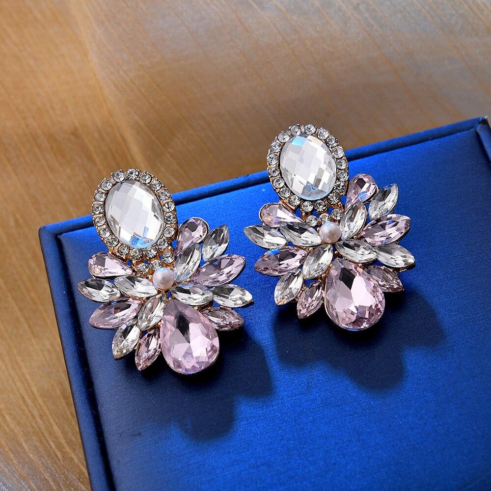 Ztech New Pink Series Crystal Beads Tassel Earrings for Women Girls Elegant Cute/Romantic Korean Style Statement Jewelry Brincos