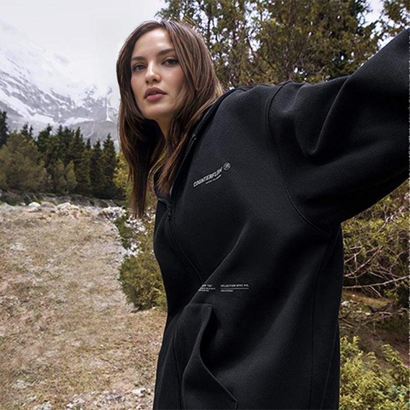 Li Ning CF Outdoor Series Letter с капюшоном, удобная дышащая флисовая теплая свободная толстовка унисекс, черная AWDUG19-1