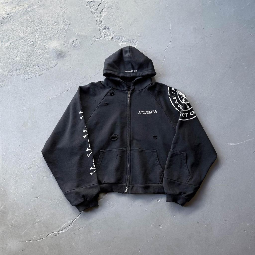 GRALIZ PROJECT G/R 25SS Винтажная куртка с пэчворком из черепов, потертая