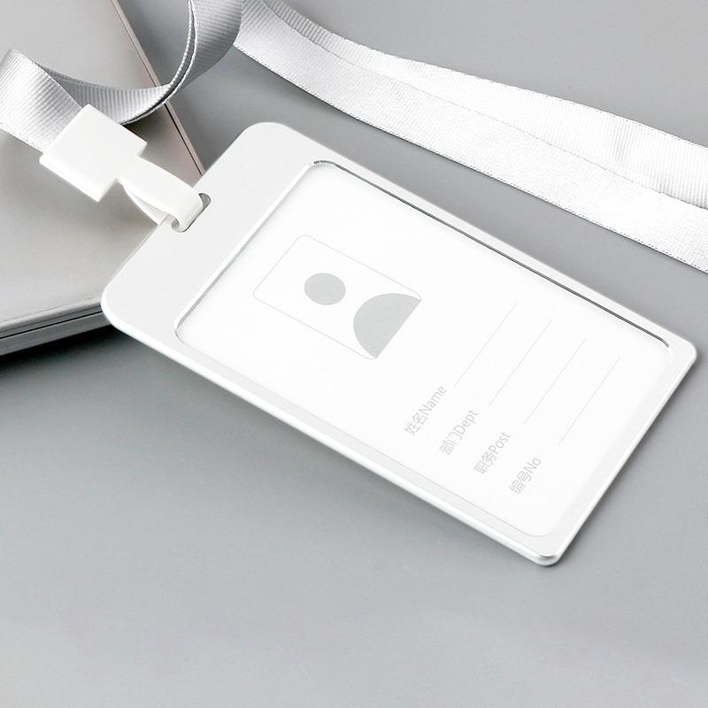 ID Card Holder With Lanyard Staff Aluminum Alloy Metal Work Name Card Badge Neck Straps For Business Meeting Visiting