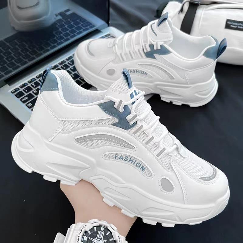 Breathable Soft-soled Platform Shoes 2024 New Men's Shoes Mesh Running Casual Sports Shoes Trendy Versatile Dad Shoes