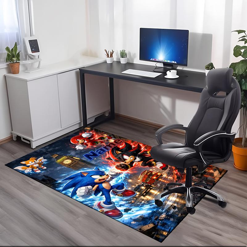 Custom Name Sonic Printed Carpet Rug For Office Chair Living Room Bedroom Kitchen Room Decor Gifts