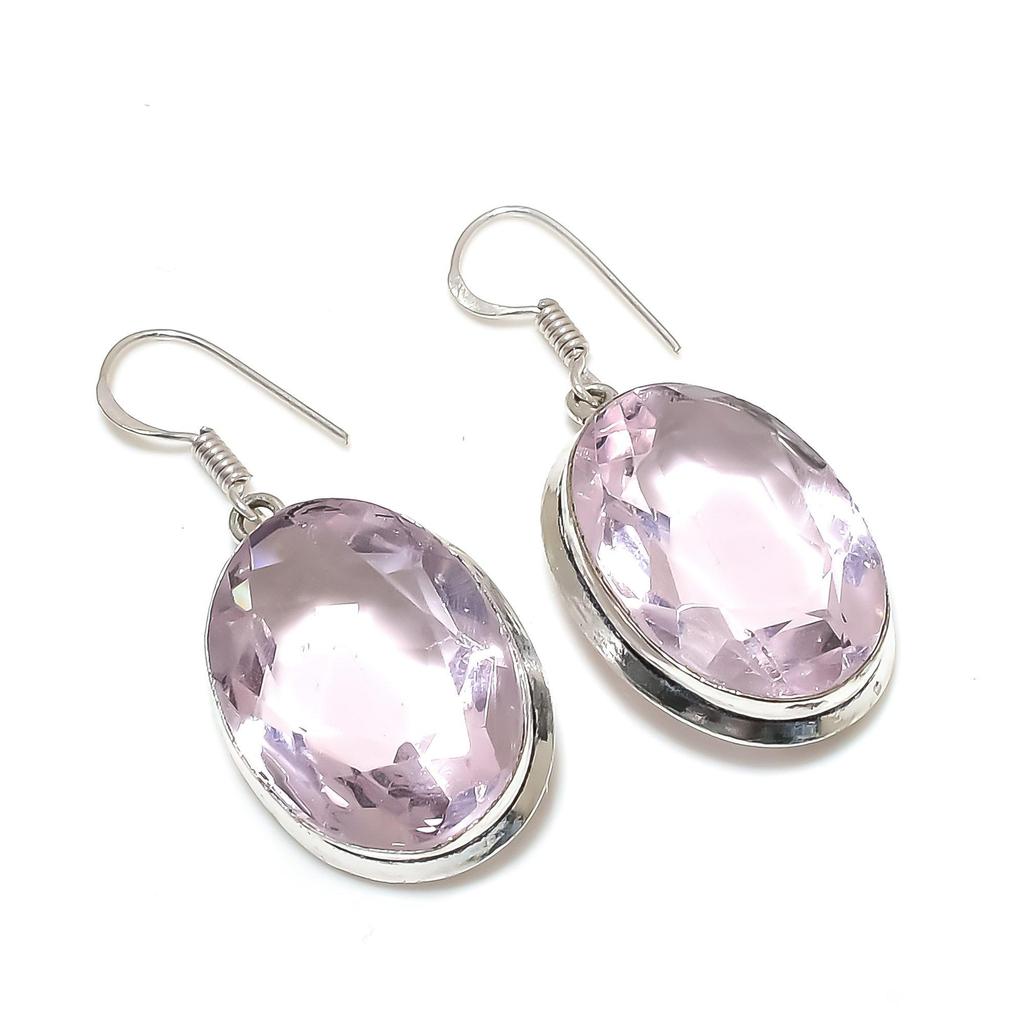 Удивительные серьги с розовым кунцитом, серьги из стерлингового серебра 925 пробы, серьги-подвески из серебра ручной работы в стиле бохо, подарки из ваты