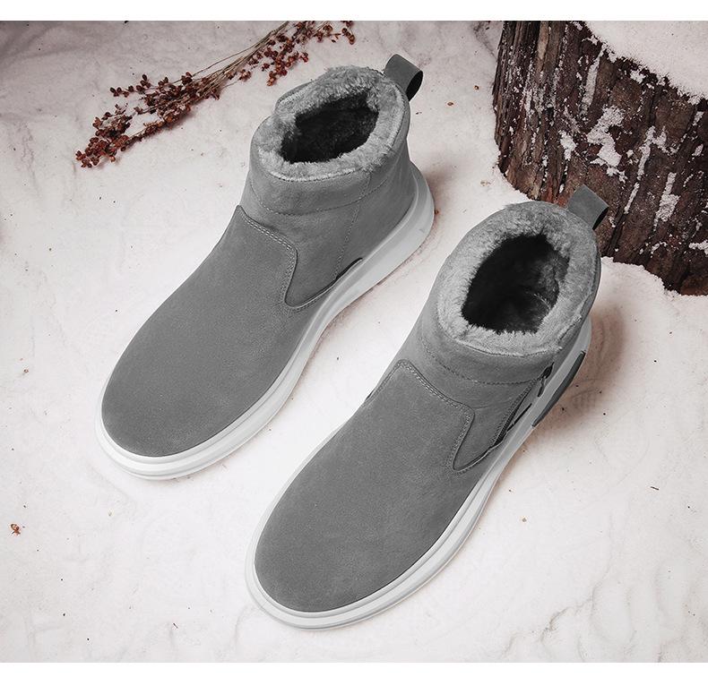 Мужские зимние ботинки средней высоты: Уличный теплый, нескользящий, утолщенный, плюс бархат