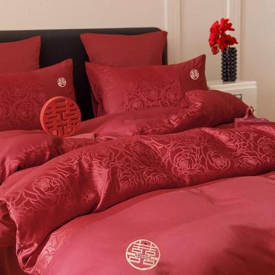Красный китайский свадебный постельный комплект: Свадебный пододеяльник, простыня на резинке и счастливое одеяло для приданого
