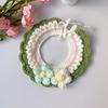 Spring‑Theme Flower Pet Scarf Handmade Wool Wrap Collar Knitted Accessory for Kittens Teddy Large‑Size Dogs