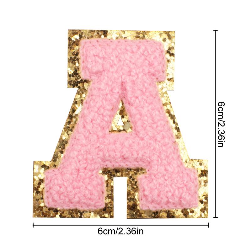 Алфавит, 26 букв, блестки, синель, розовая вышитая аппликация, нашивка для одежды, сумки, куртка, шляпа, декор