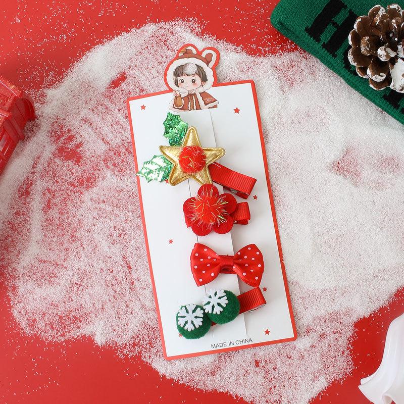 Рождественские заколки для волос для девочек 2024 - Праздничный бант и боковые аксессуары для детей