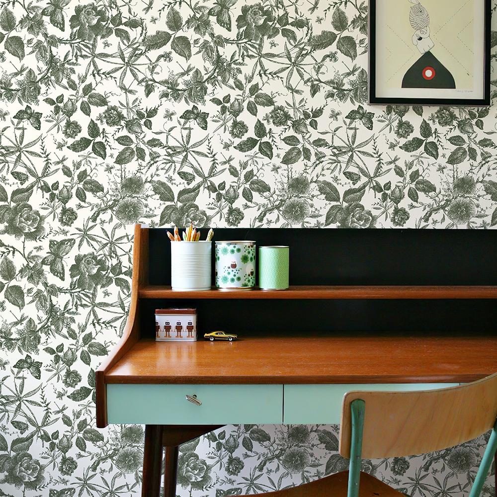 Ретро Зеленые Цветочные и Листья Обои Классические Самоклеящиеся Наклейки для Мебели Шкафа Водонепроницаемые Обои для Кухни Ванной
