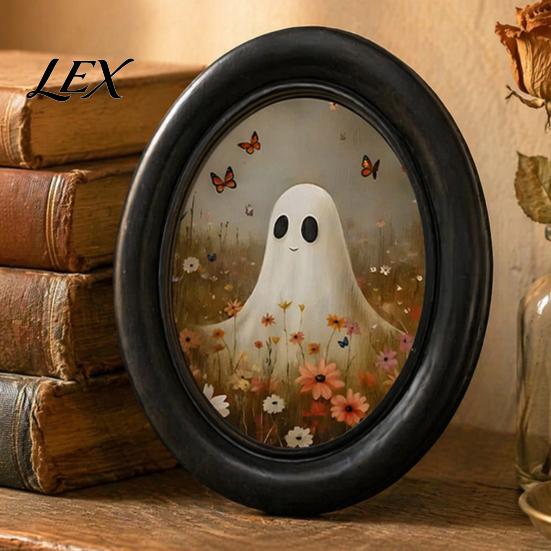 Vintage Home Decoration Halloween Gothic Oval Wooden Hanging Plaque, Black Cat Ghost Wall Unique Party Supplies Sign, Retro Waterproof Decorative Art