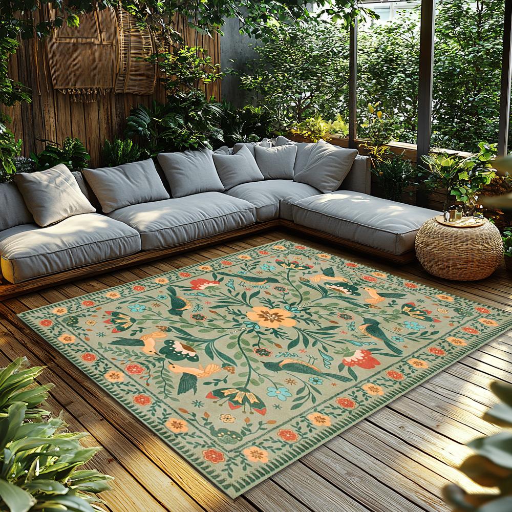 Крем-белый ковер с цветочным узором и птицами, ковер с богемным садовым узором, нескользящий коврик для гостиной, для домашнего декора