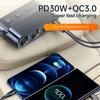Автомобильное зарядное устройство, прикуриватель, адаптер питания, разветвитель PD30W QC3.0, 3-в-1, несколько портов, быстрая зарядка, USB-разъем для зарядки с переключателем