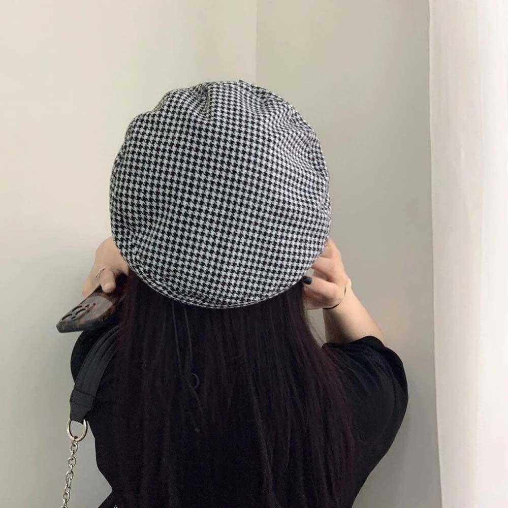 Кожаная бирка Цепочка Маленький ароматный стиль Корейский стиль Шляпа Шляпа художника Гусиная лапка Женские береты