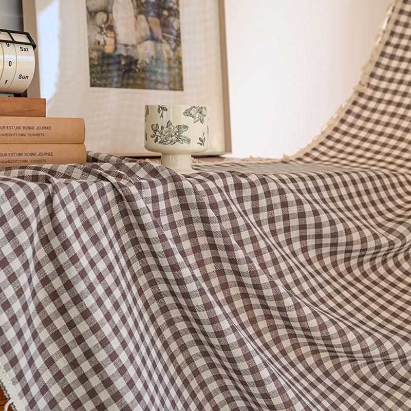 Forest Tassel Edge Grid Curtains Are Suitable for Bedrooms Living Rooms Balconies and Daily Home Decoration 1/2pcs