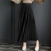 Women Pleated Skirt Elastic High Waist Solid Color Midi Skirt Soft Breathable Office Lady