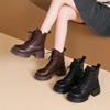 Thick-soled Martin Boots Women's 2025 Autumn and Winter New Versatile Single Boots Black Thin Boots Lace-up Locomotive Short Boots
