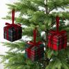 Plaid Xmas Tree Pendant Velvet Christmas Tree Gift Bag  Festive Atmosphere