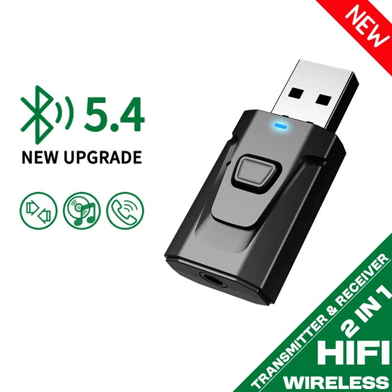 USB Bluetooth 5.4 Аудиопередатчик Приемник МИК Беспроводной Адаптер 3,5 мм AUX/RCA для ТВ ПК Наушников Домашней Стерео Автомобильной HIFI Музыки
