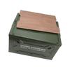Folding Camping Storage Box with Wooden Lid Collapsible Storage Bin Container with Wheels for Car