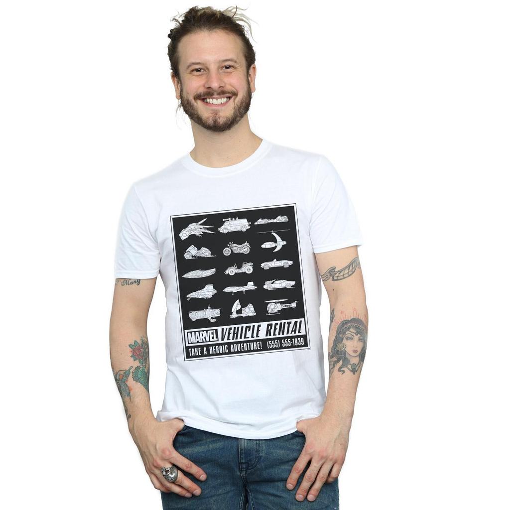 Marvel Mens Vehicle Rentals Mono T-Shirt