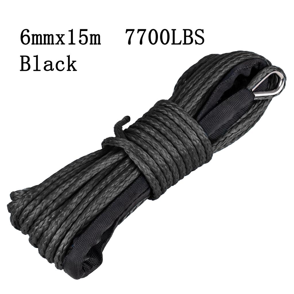 Best Sport 6mm x 15m 7700LBs Synthetic Winch Line Cable Rope with Black Protecing Sleeve for ATV UTV (blue)