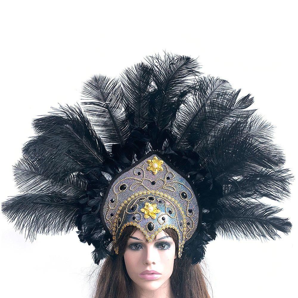 Feather Feather Headdress Sequins Crown Headdress Vintage Hair Accessories Adults