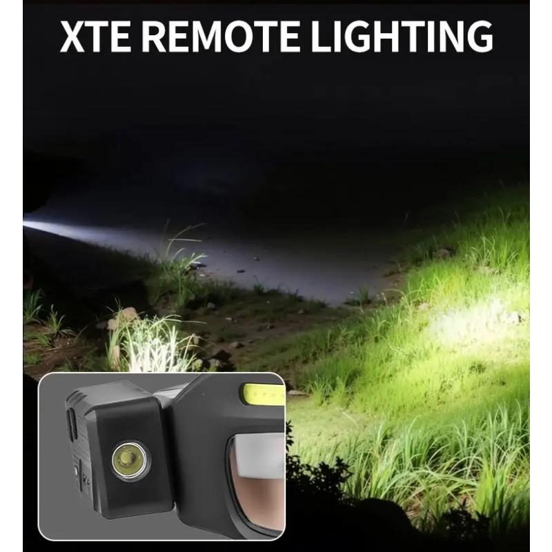 Индукционный налобный фонарь COB Водонепроницаемый светодиодный налобный фонарь Прожектор USB Перезаряжаемый налобный фонарь 5 режимов освещения для кемпинга, чрезвычайных ситуаций