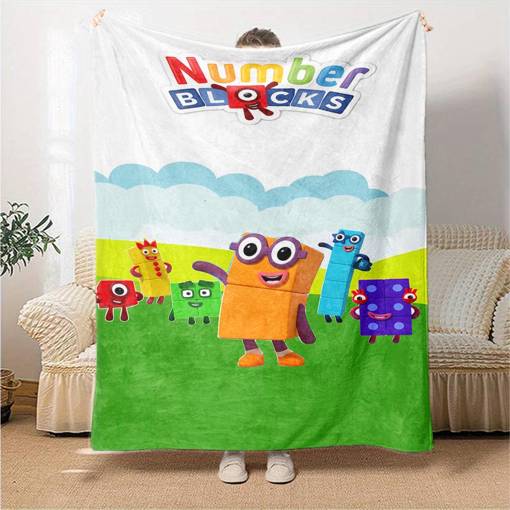 1pc Blanket - Number block Print Design,Lightweight Blanket for Sofa,Bed- Soft &Warm,Gift for All Seasons