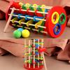 Children Pounding Ball Fall Ladder Small Hammer Colorful Knock Toy Baby Early Education Wooden for Baby 2 3 4 Years Old