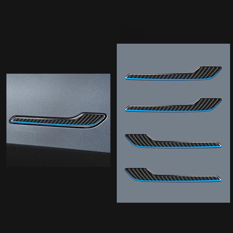Наклейки на внешние ручки дверей из черного карбона для Tesla Model 3/Y (2017-2022 гг.)