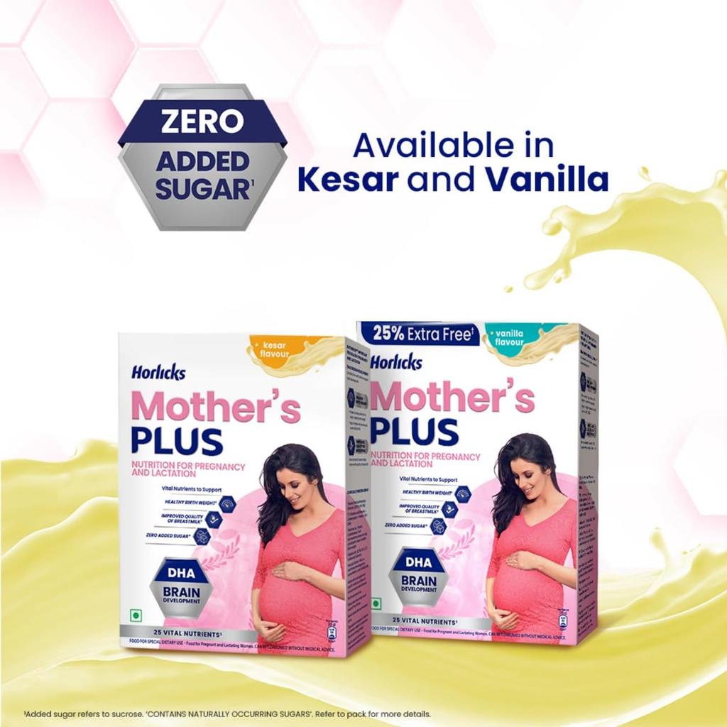 Horlicks Mother's Plus Kesar 400 G BIB 20 Sachets High Protein Pregnancy Lactation Nutrition DHA
