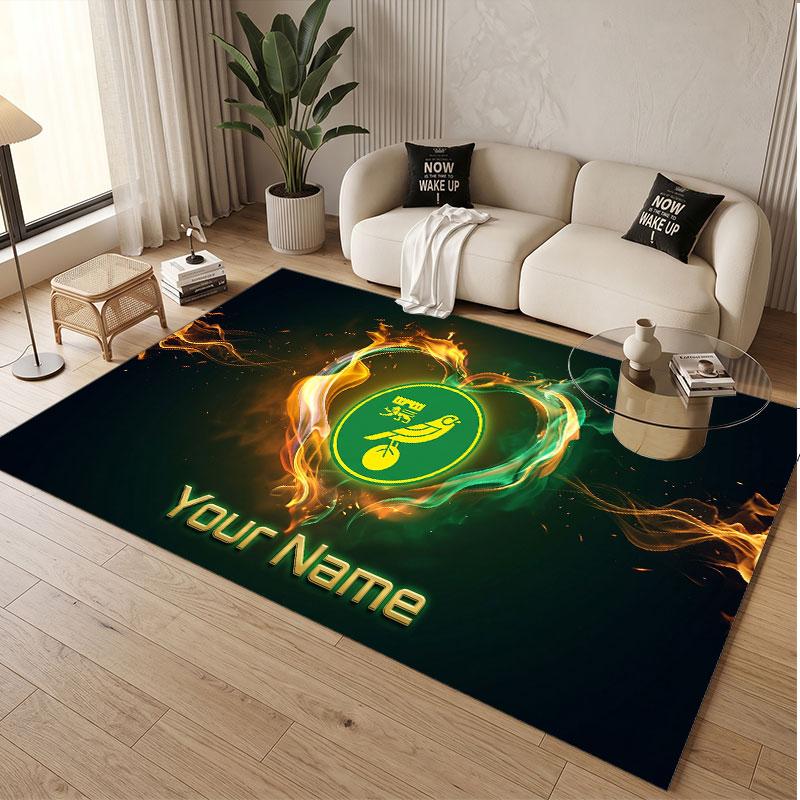 Custom Rug Norwich City Pattern Print Name Text Soft Non‑Slip Floor Carpet for Home Indoor Decoration