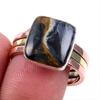 Natural Pietersite Gemstone 925 Solid Silver Jewelry Two Tone Ring S.10US d0D73
