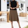 Женская юбка миди, однотонная юбка-трапеция, расклешенная, эластичная, с высокой талией, утягивающая, офисная юбка, удобная для ношения в течение всего дня