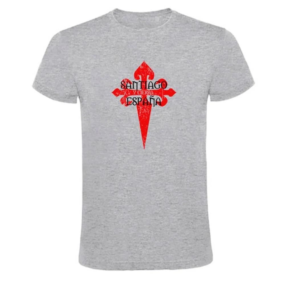 Santiago Y Cierra España Santiago Cross TShirt Short Sleeve Casual 100 Cotton ONeck Summer Mens Tshirt Size S3XL