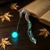 Dragon Shape Luminous Bookmark Metal Bookmark Bead Pendant Gifts Book Page Marker  Novel Reading
