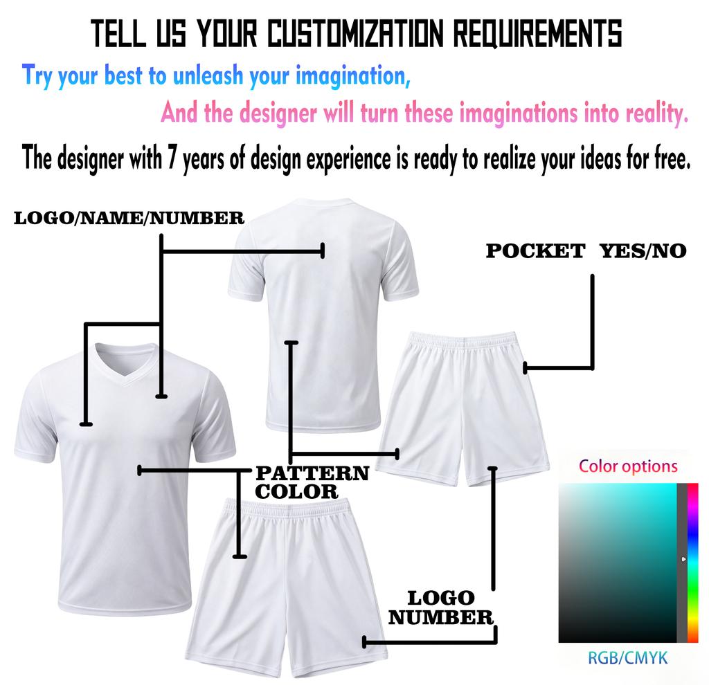 Custom Youth Kids Unisex Soccer Jersey Kit Set Breathable Plus Size Summer Short Sleeve Polyester Football Uniform