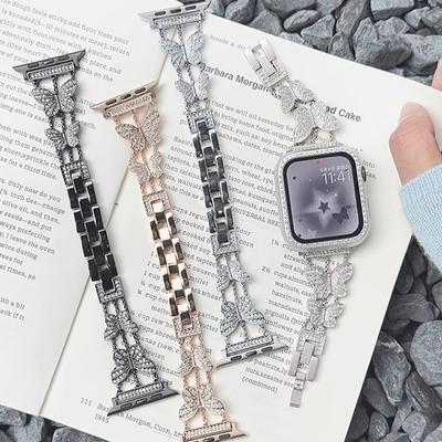 Роскошный браслет с бриллиантами Butterfly для Apple Watch 42 мм 44 45 мм 49 мм 38 мм 41 мм 40 мм металлический ремешок для iWatch Ultra 9 8 7 SE 6 5 4
