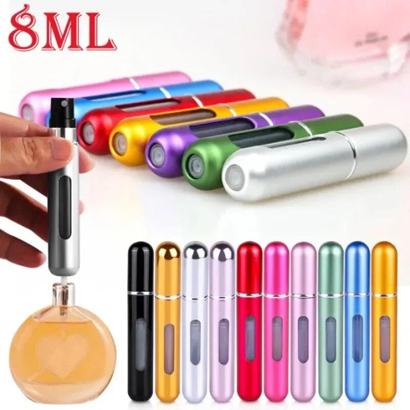 8ML Portable Travel Mini Small Container Aluminum Purse Tester Decant Perfume Roller Bottle Dispensing Tool Refillable Spray 1PC