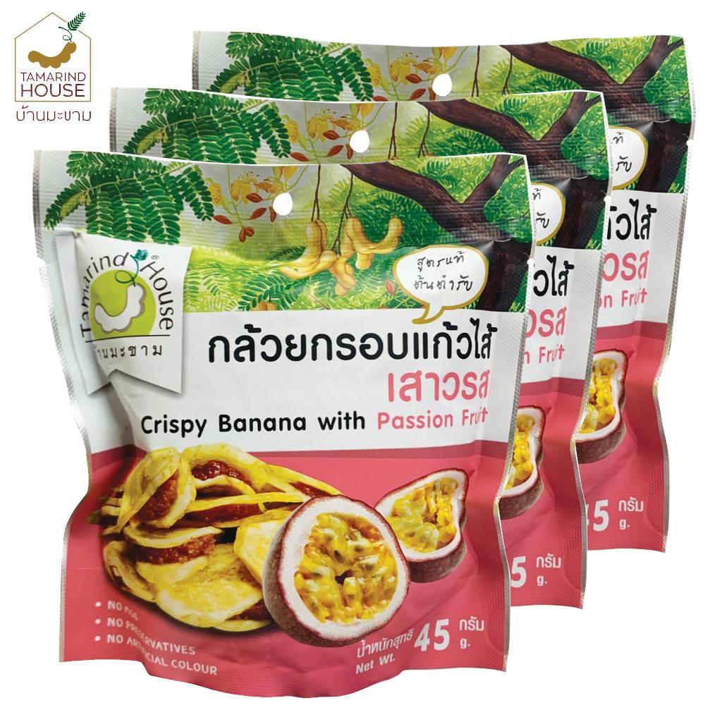 Тамаринд Хаус Хрустящий банан с маракуйей 45 г. x 1/3 шт. - Тайская фруктовая закуска
