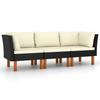 VidaXL 3-seater Garden Sofa with Cushions, Black Wicker