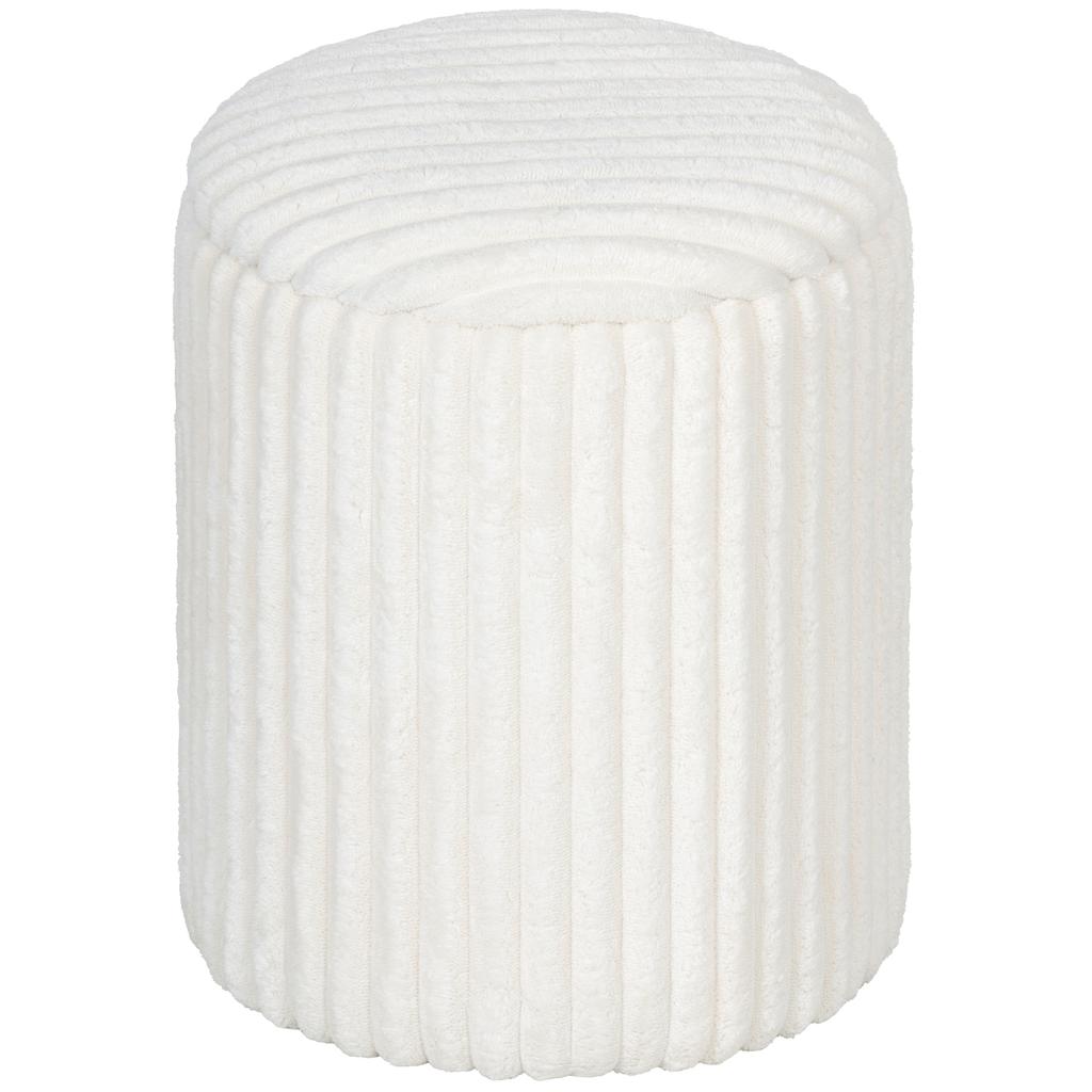 Storage Ottoman With Reversible Lid Modern Cord Seat Stool For Living Room And Bedroom White
