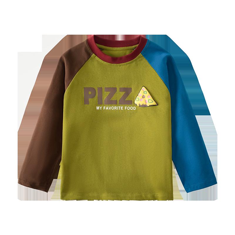 2025 Осенний свитшот реглан с длинным рукавом для мальчиков и девочек - Базовый слой из чистого хлопка в стиле пэчворк