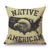 Us Eagle Native American Retro Native Spirit Cafe Bar Home Decorative Cotton Linen Sofa Throw Pillow Case Cushion Cover