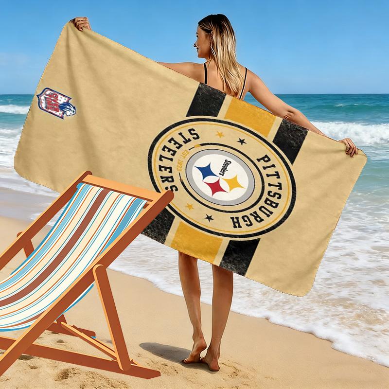 Pittsburgh Steelers Print Beach Towel, Large Soft Quick Dry Towel for Beach Camping Swimming