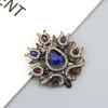 Vintage Brooch Bohemian Women's Brooch Antique Gold Bridal Jewelry Grey Flower Crystal