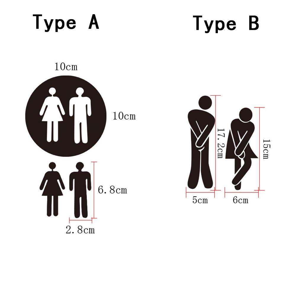 Entrance Bathroom Door Washroom Sign Poster Toilet Wall Stickers Woman & Man Mirror Surface Decal